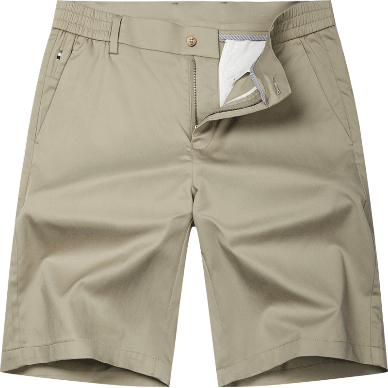DANCING WOLVES [Containing Mulberry Silk] Casual Commute Elastic Lightweight Breathable Men's Casual Shorts, 701 Khaki, Size 33