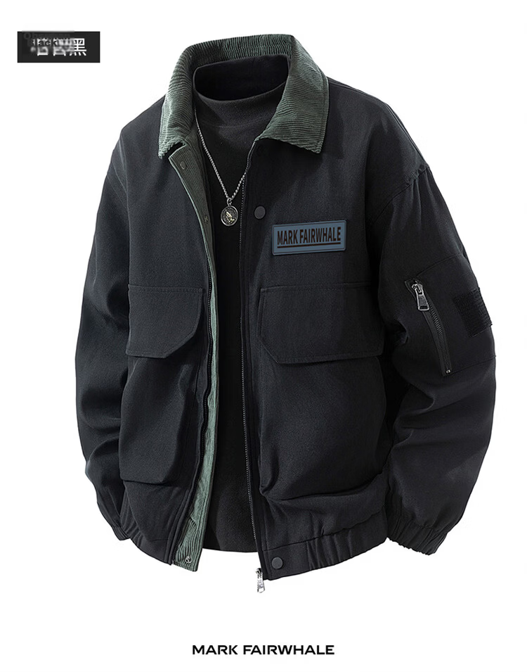 MARK FAIRWHALE Men's Spring and Autumn American Barn Style Workwear Jacket Casual Loose Fit Outerwear 13