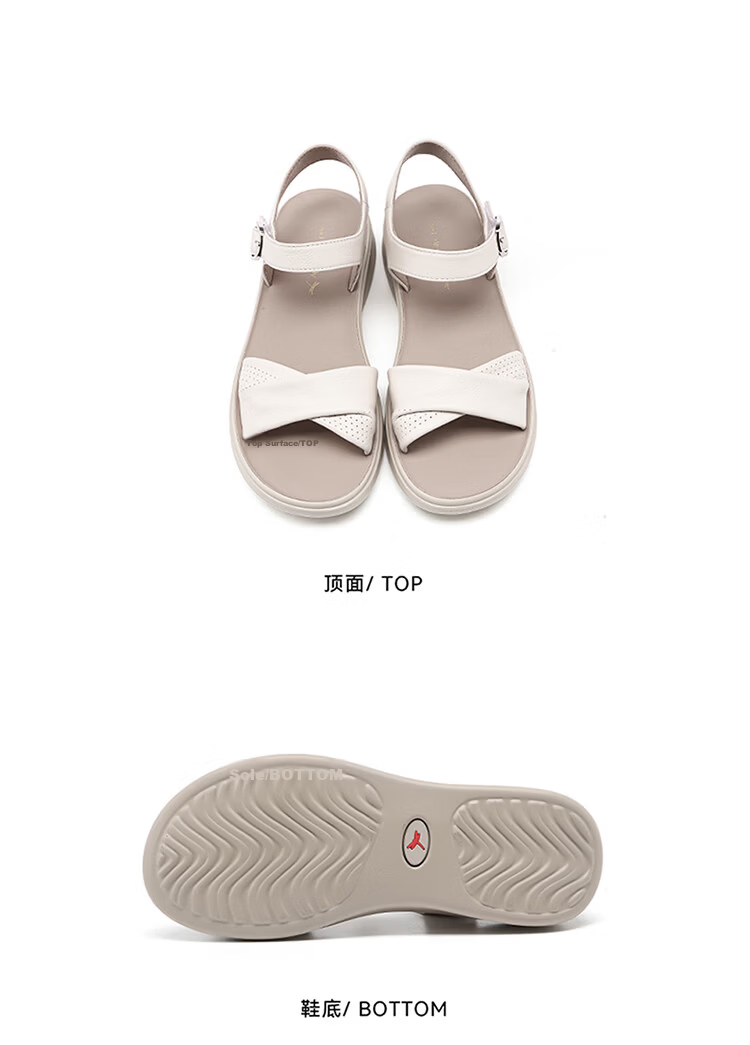 Red Dragonfly Women's Sandals New Soft Sole Mom Shoes Wear-Resistant Middle-Aged and Elderly One-Strap Beach Sandals WTK264812 Apricot Color Size 37 9