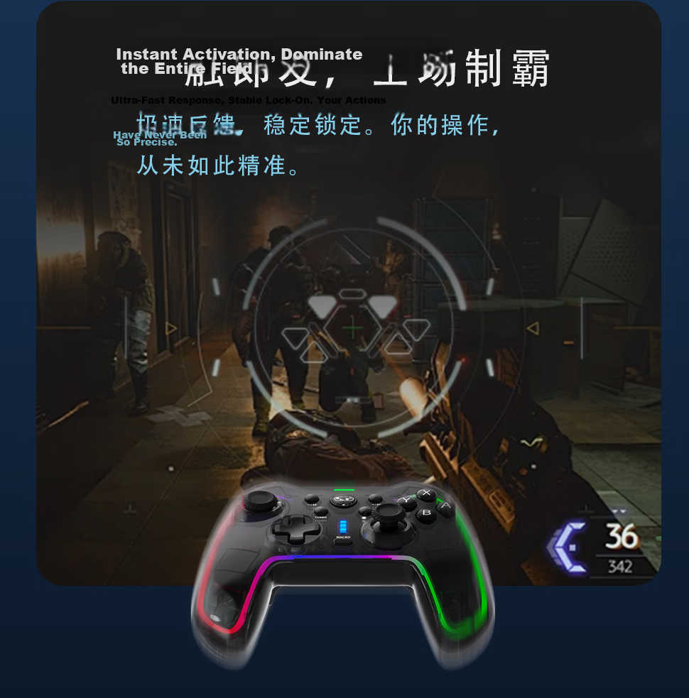Saitek Gaming Controller Motion Vibration Wireless Bluetooth Gamepad for Switch PC Xbox Mobile TV Steam 6