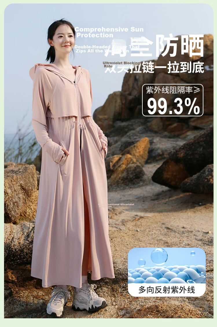 Combo Long Women's Sunscreen Jacket Ice Silk Slim Fit Breathable Full Body Sun Protection Beachwear High UV Protection 11