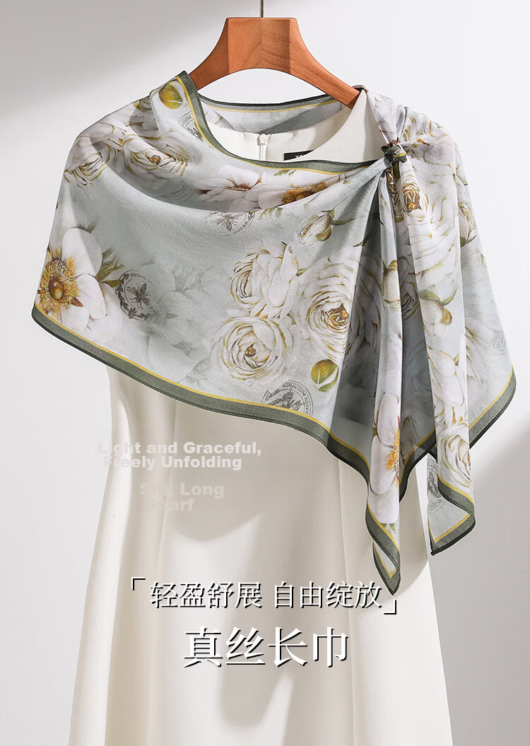 Hangsilk 12mm Double Crepe Silk Scarf Mulberry Silk Long Shawl Gift Box for Women Birthday Gift for Mom 1