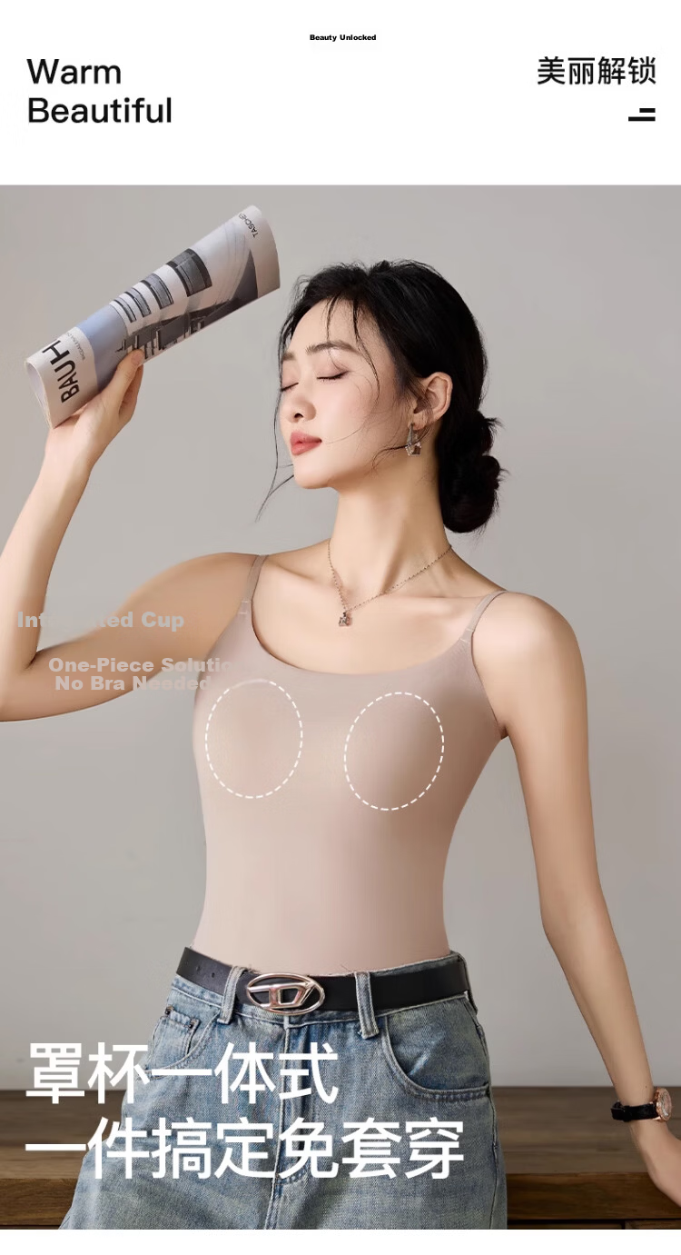 Langsha Women's Camisole Vest 2026 Summer New Seamless Built-in Bra Top with Chest Pad for Layering and Outerwear 7
