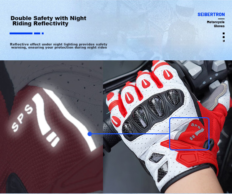 Seibertron Motorcycle Riding Gloves Summer All-Season Carbon Fiber Breathable Vintage Genuine Leather Unisex SPS-7 14