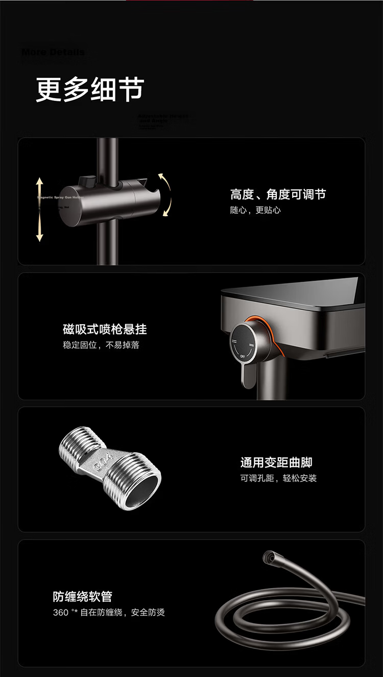 Mijia Shower Head Gun Gray Shower Set with Premium Brass Body Bathroom Home Shower System 24
