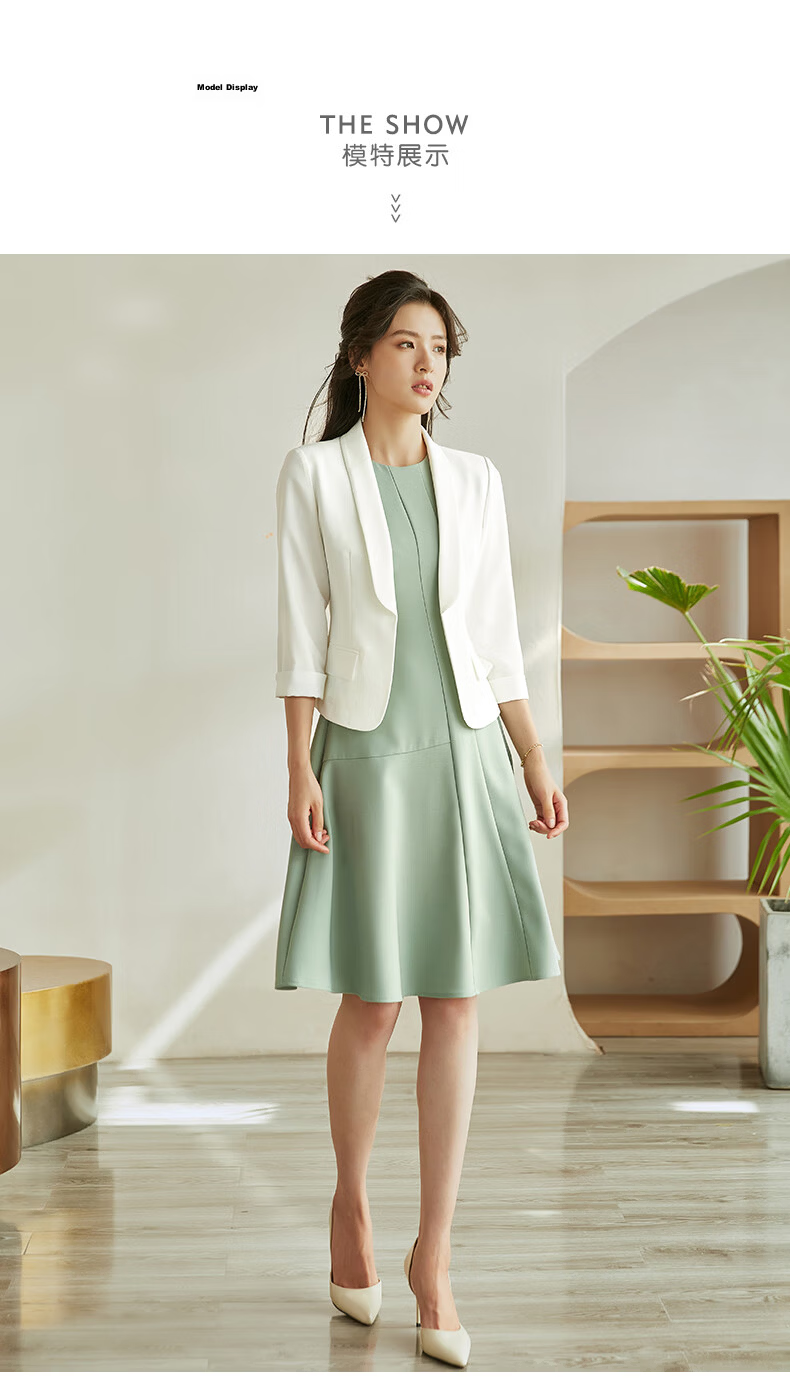 ROEYSHOUSE Women's Professional High-End Spring Suit Slim Fit Short Blazer 09363 White S 2
