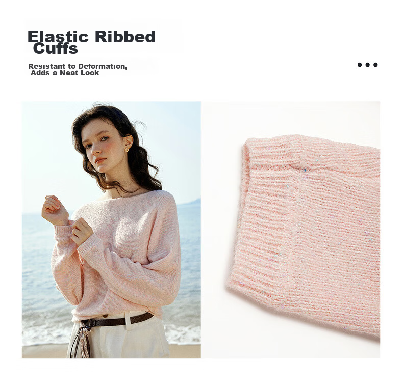 Olrain Eurielle Elegant Off-Shoulder Batwing Sleeve Knit Pullover Sweater Blue M Spring New Arrival 14