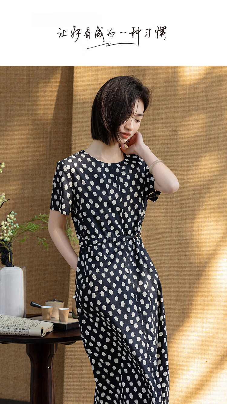 Demana Oxygen Pure Cotton Summer Elegant Floral Shoulder-Pleated Waist-Slimming Dress for Women 1
