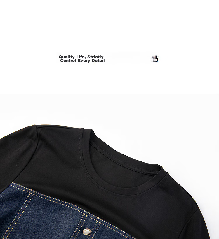 Demana [Cloud Oxygen Cotton Blend] Spring Korean Style Urban Elastic Waist Contrast Stitching Denim Loose Fit Women's Dress 11