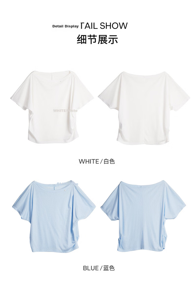 Olrain Eurier Casual Loose Short Sleeve T-Shirt Women Summer New Trendy Top Blue S 32