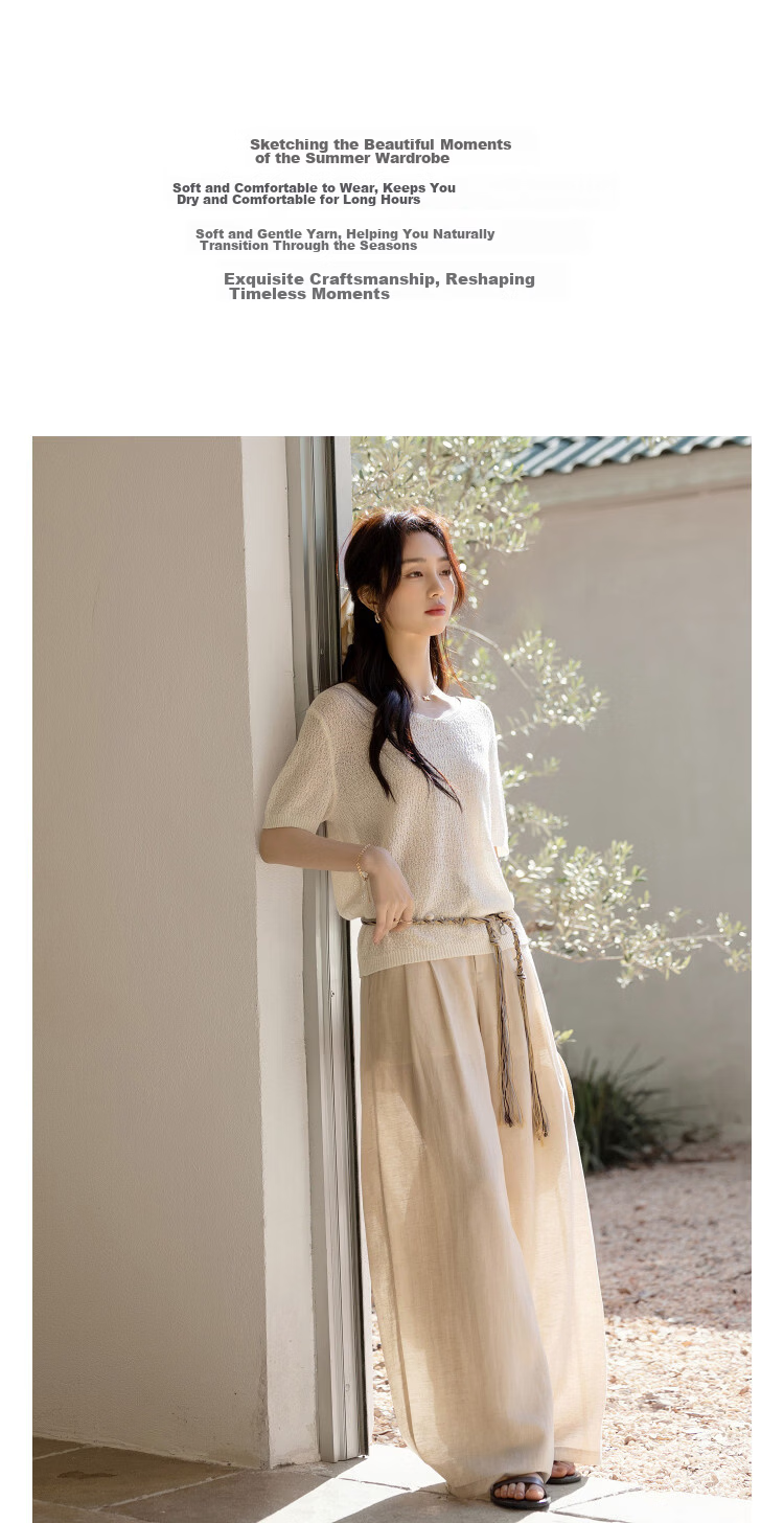 Demana [with Lyocell/Cotton] Summer Glossy V-Neck Textured Jacquard Loose Slim Knit Sweater for Women Premium 6