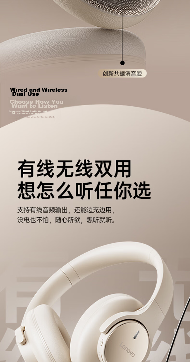 Lenovo Over-Ear Bluetooth Headphones 2026 New Active Noise Cancelling Gaming Headset Ultra-Low Latency HD Sound Sports Music Foldable Wireless Earphones EH150P Black 12