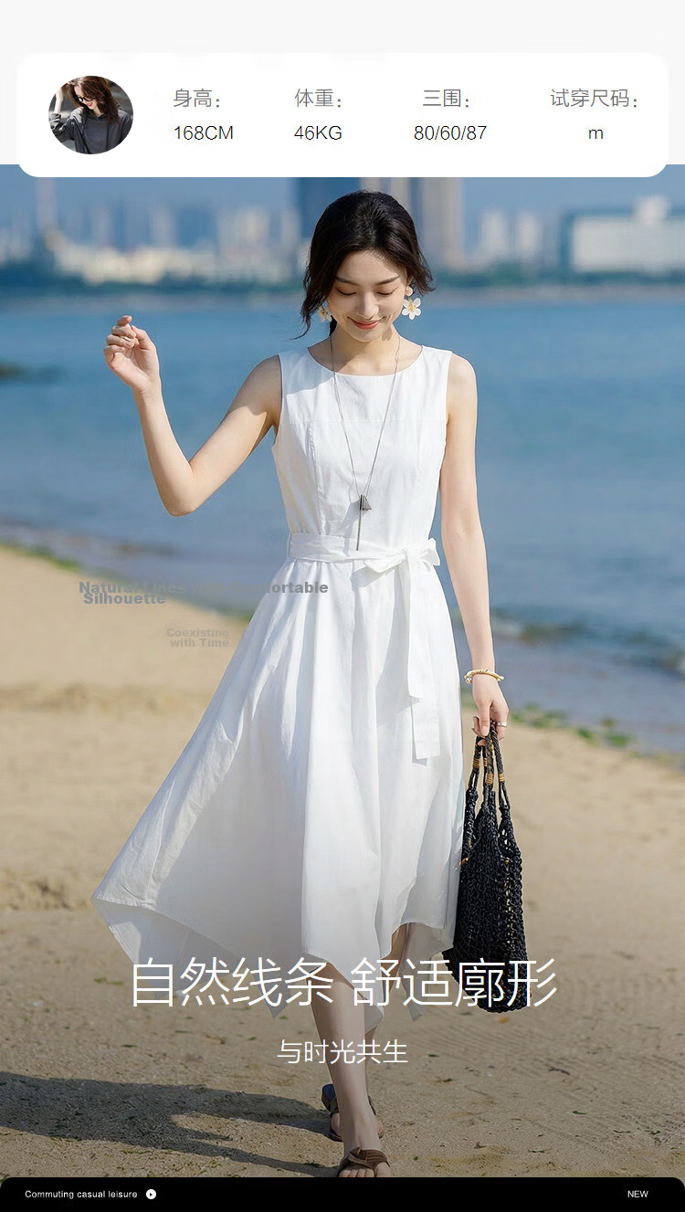 Demana Oxygen Pure Cotton Summer Elegant Off-Shoulder Sleeveless Waist-Cinching Asymmetric Slim Fit Dress for Women Premium Quality 9