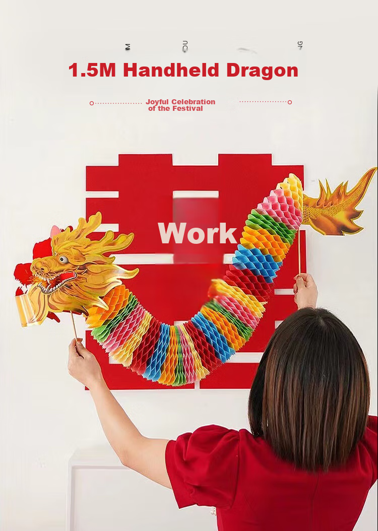 Hunlianqingcheng New Year Decorations, Wedding Photo Props, 2026 Year of The Horse Handheld Dragon 1.5m, Children's DIY Dragon Dance And Flower Pulling 1