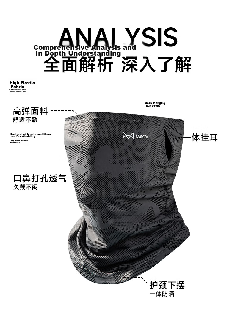 Miiow Men's Summer Outdoor UV Protection Neck Guard Camouflage Ice Silk Face Mask Sunshade Thin Face Cover for Cycling 2