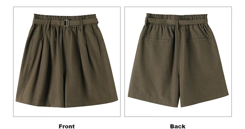 TonLion 2026 Summer New Women's Casual Wide-Leg Loose High-Waist Slimming Shorts with Belt 14