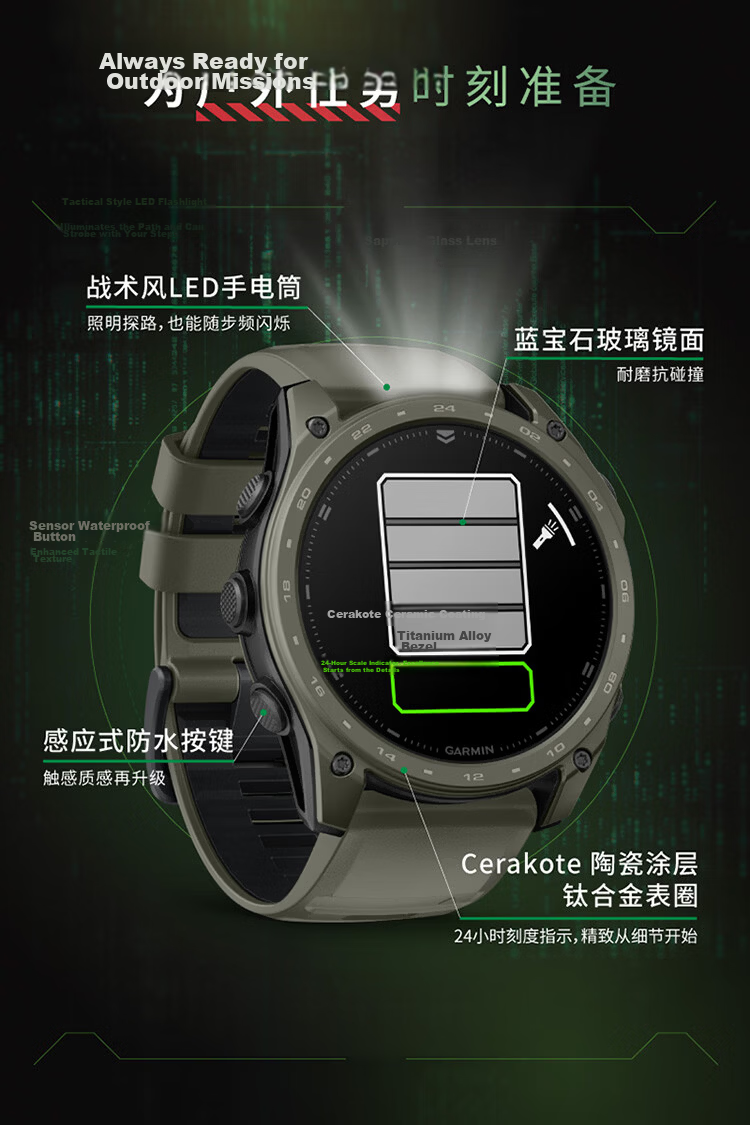 GARMIN Tactix 8 Storm Gray Ceramic Coating ECG Heart Rate Tactical Outdoor GPS Sports Watch 3