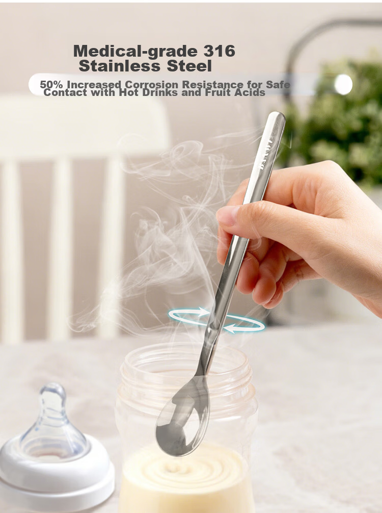Banwu Life 316 Stainless Steel Feeding Spoon Baby Spoon Stirring Long Handle Children's Eating Training Spoon 8