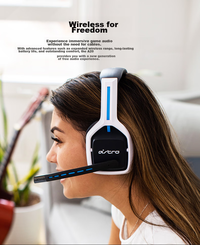 G Astro A20 Wireless Gaming Headset Microphone Dolby Atmos Sound Positioning PUBG Headphones PS5 Headset Over-Ear - Compatible with Delta Actio 2