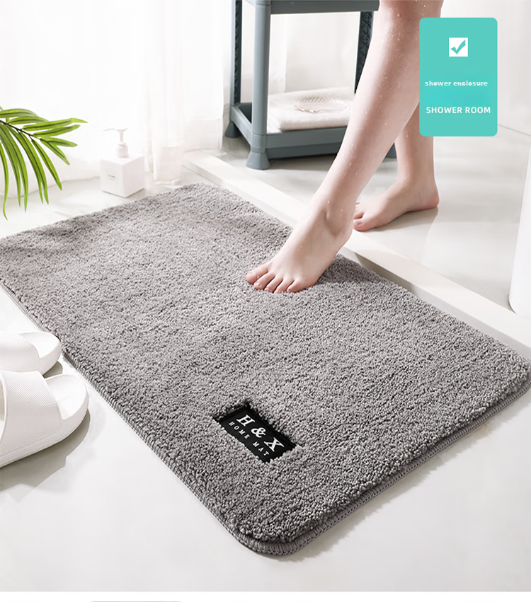 Huaxu Household Bathroom Absorbent Mat, Non-Slip Mat for Bathroom Entrance, Toilet Foot Mat, Door Mat for Entryway And Bedroom, Gray, Size 58 19