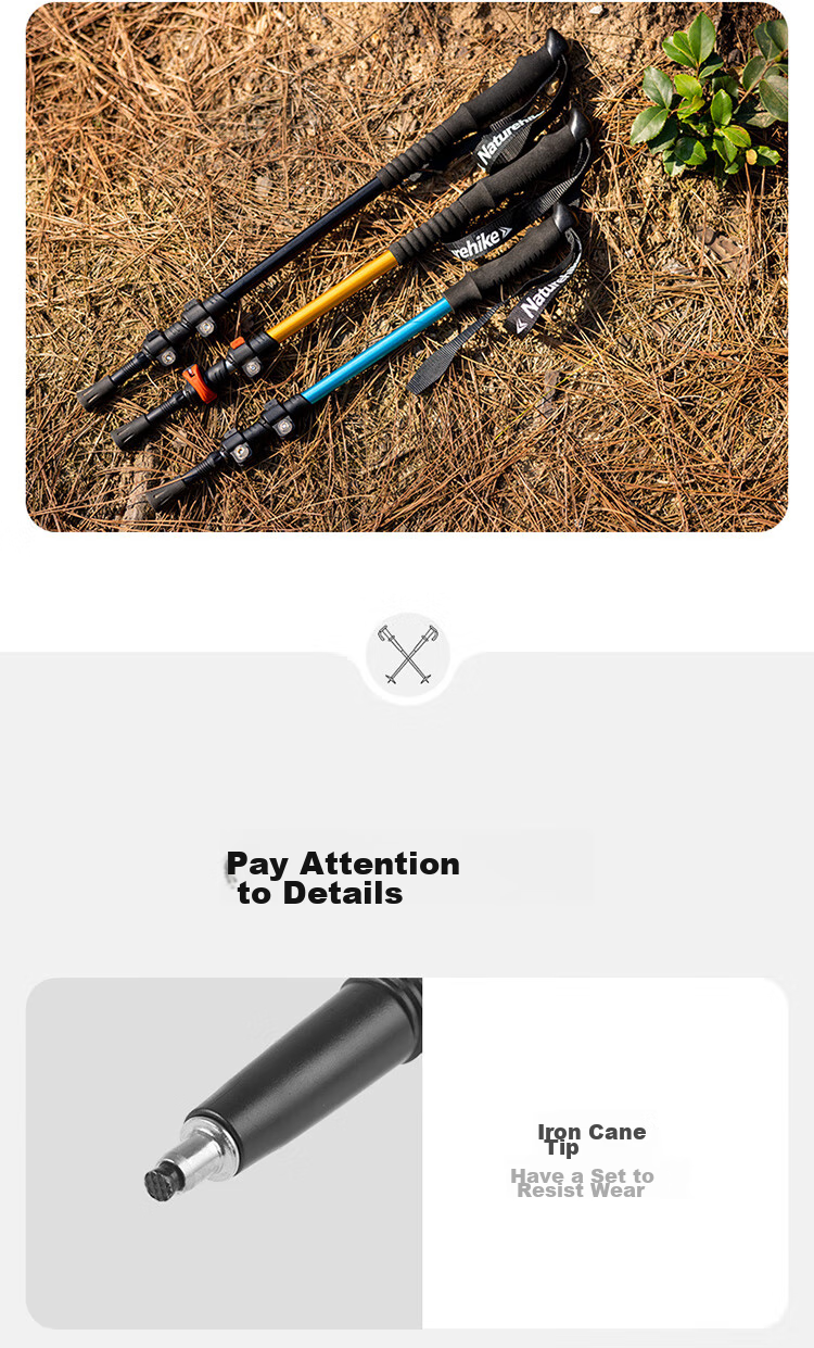 Naturehike Noke Qingxue Base Outdoor Children's Trekking Pole, Telescopic Hiking Pole for Men And Women, Ultra-Light Aluminum Alloy Pole, Black 9
