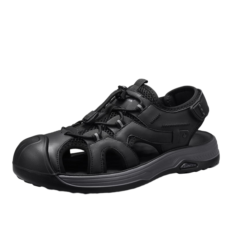 Bull Family Baotou Men's Summer Outdoor Breathable Mesh Soft Sole Creek Shoes Casual Beach Sandals