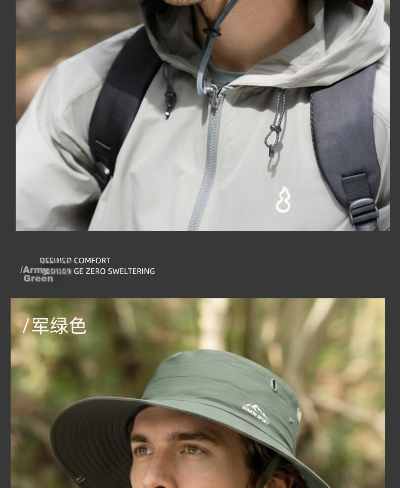 Romon Men's Fisherman Sun Protection Hat Summer Outdoor Breathable Sunshade Cap for Mountaineering Fishing Hiking UV Protection Wide Brim 22