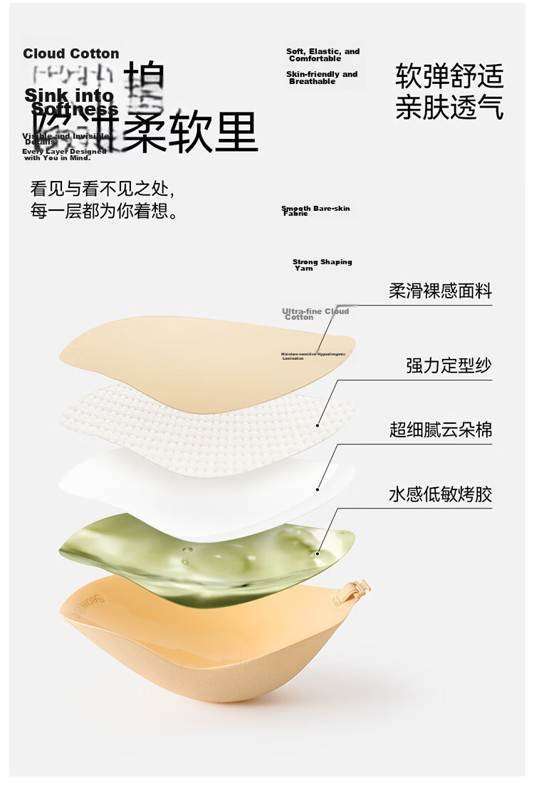 Bingxue Kapok Ultra-Thin Mango Cup Breast Lift Adhesive Bra Invisible No-Wire Push-Up Bra for Women Wedding Dress Nipple Covers Summer 9
