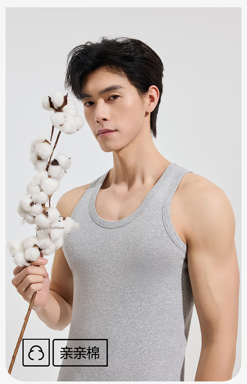 Yiershuang Men's 100% Cotton 10A Antibacterial Summer Seamless Moisture-Wicking Sleeveless T-Shirt Sports High Elastic Base Layer Vest 2