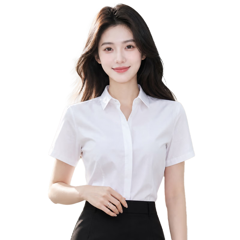 Chaoxu White Women's Summer Short Sleeve Shirt Wrinkle-Free Non-Iron Daily Commuter Interview Casual Professional Blouse