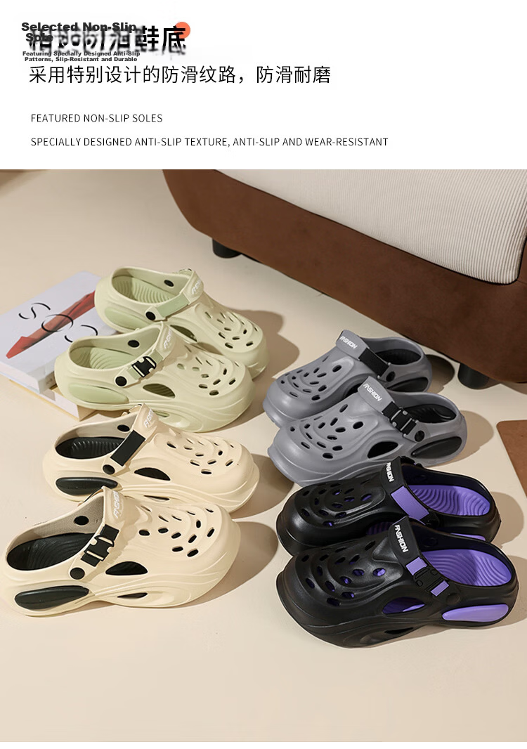 CARTELO Summer New Men's Sports Sandals Outdoor Slippers Casual Breathable Hole Shoes JF10 Sand Color Size 44-45 7