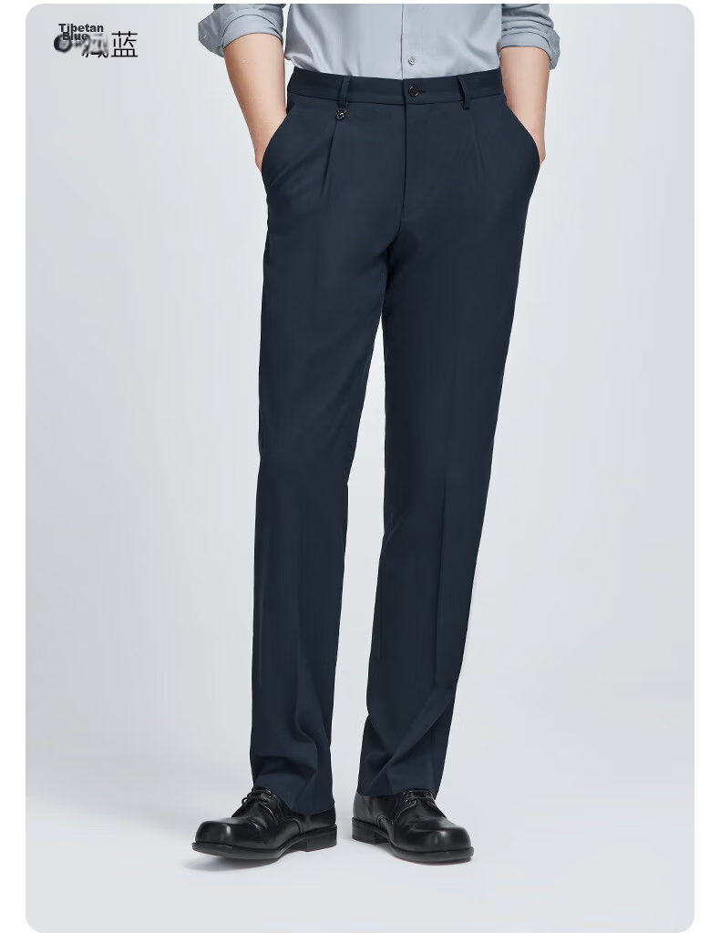Goldlion Thickened Autumn Winter Men's Straight Business Dress Pants Navy Blue 33 15