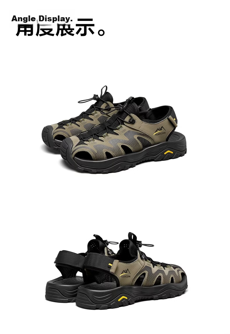 Eierkang Men's Outdoor Casual Breathable Hiking Water Shoes Closed-Toe Sandals 61866W Black Size 42 18