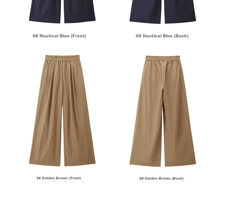 Giordano Women's New Black Technology Cooling Pleated Elastic Waist Wide-Leg Casual Pants 05416325 17