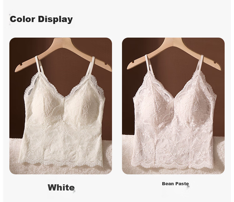 Herbal Original Color Women's French Lace Sexy Strap Camisole Summer Thin Breathable Backless Bra-Free Base Layer Nude 8