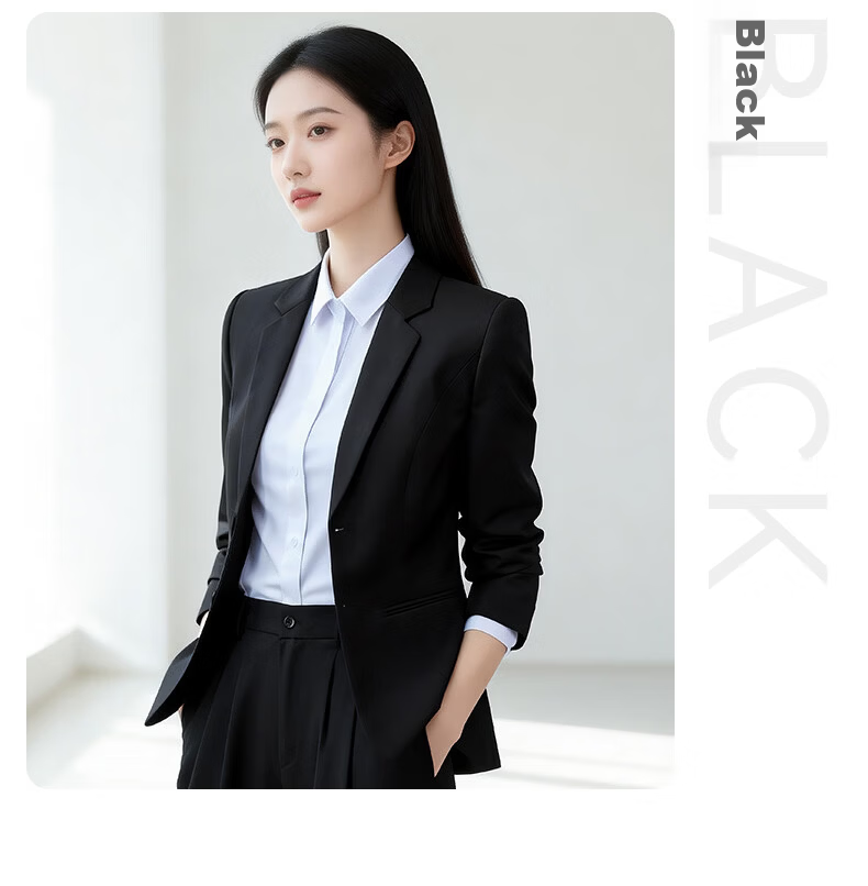 Yulixi Women's Navy Blue Business Slim Fit Wrinkle-Free Blazer Suit 2026 New Two-Piece Set 12