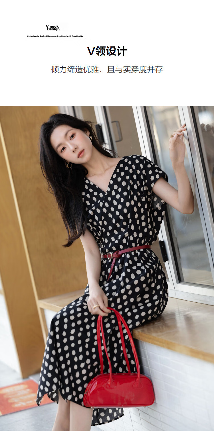 Demana Fresh Cotton Summer Urban Romantic V-Neck Printed Waist-Slimming Dress for Women Premium Quality 6