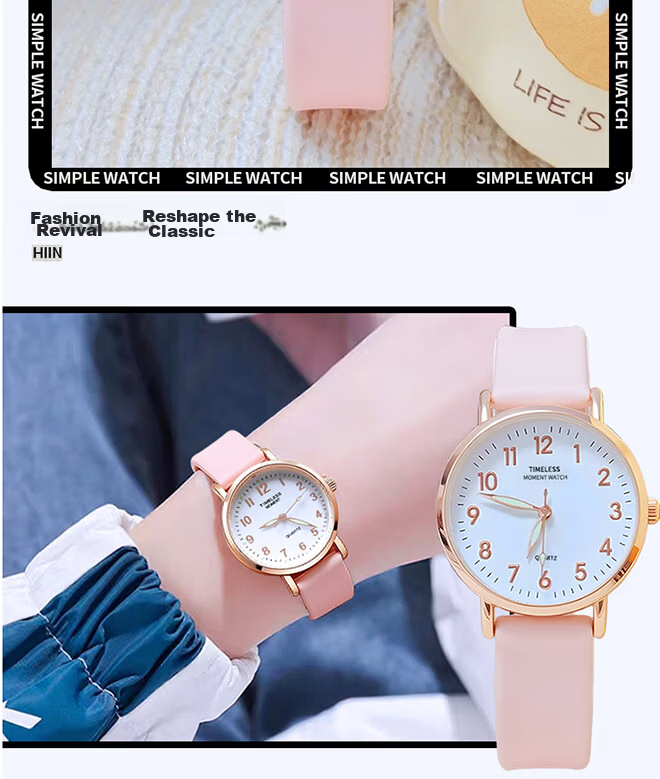 Light Shadow Moment Exam Watch for Women Students High School Children Luminous Mechanical Quartz Silent Time-Only Watch for Men 5