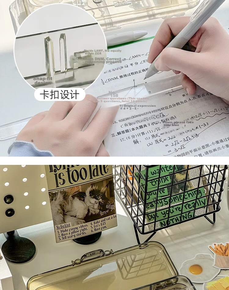 Class 3 Grade 2 Transparent Frosted Pencil Case Large Capacity Student Pencil Box Ins Storage Office Minimalist Transparent Version 7