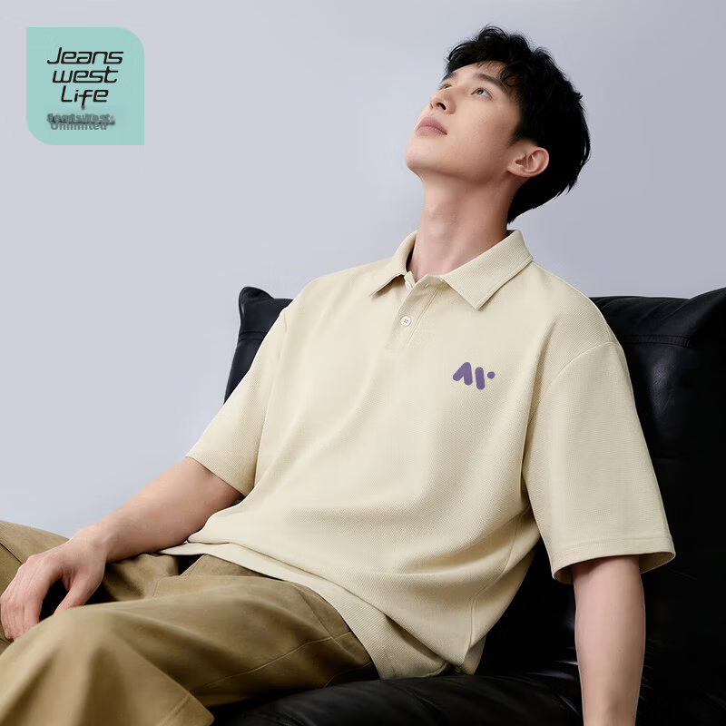 JEANSWEST LIFE Men's Summer Waffle Short Sleeve Polo Shirt Loose Fit Drop Shoulder Slim Fit Father's Day Gift 14