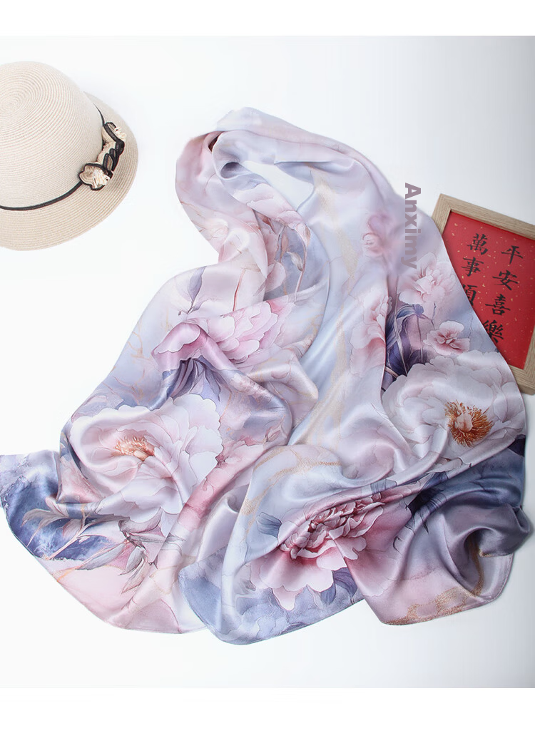 Shanghai Story 100% Mulberry Silk Satin Printed Scarf Gift Box for Mom and Elders Birthday Present 13
