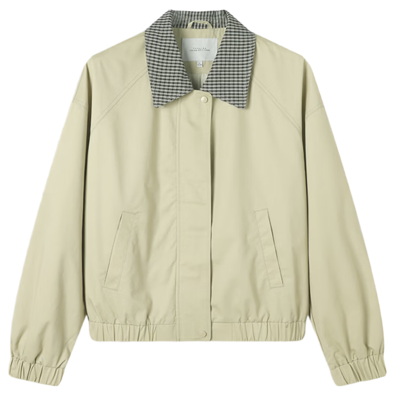TonLion 2026 Spring Autumn New Women's Lapel Short Jacket Loose Khaki Zipper Commuter Style Patchwork Casual