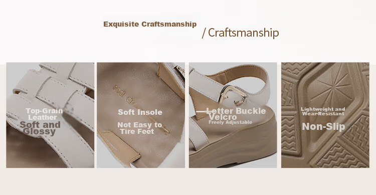Red Dragonfly Women's Roman Sandals Vintage Platform Casual Shoes Height Increasing Soft Sole Commuting Beach Shoes WTK265461 Off-White Size 35 1