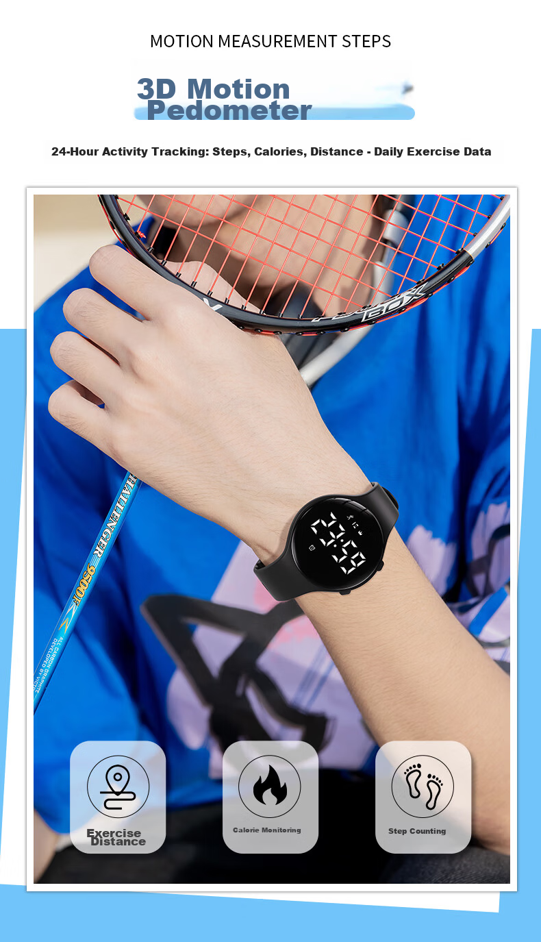 Koshi Student Watch Children's Girls Junior High Sports Multifunction Silent Vibration Alarm Electronic Watch Boys 4