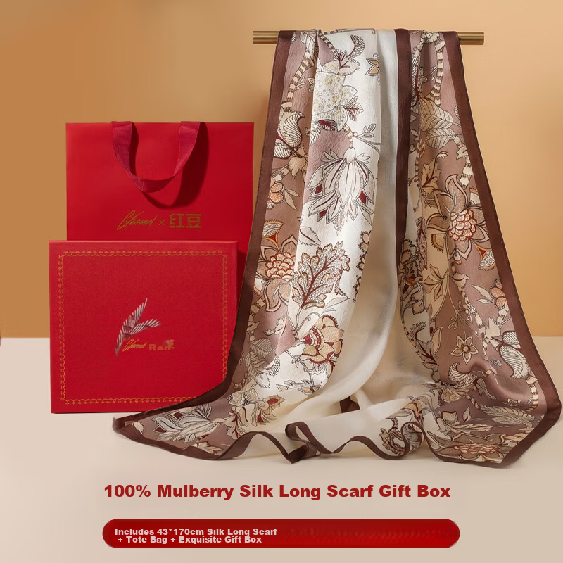 Hodo 100% Mulberry Silk Scarf Shawl for Women, Gift Box Set, Romantic 520 Gift for Loved Ones