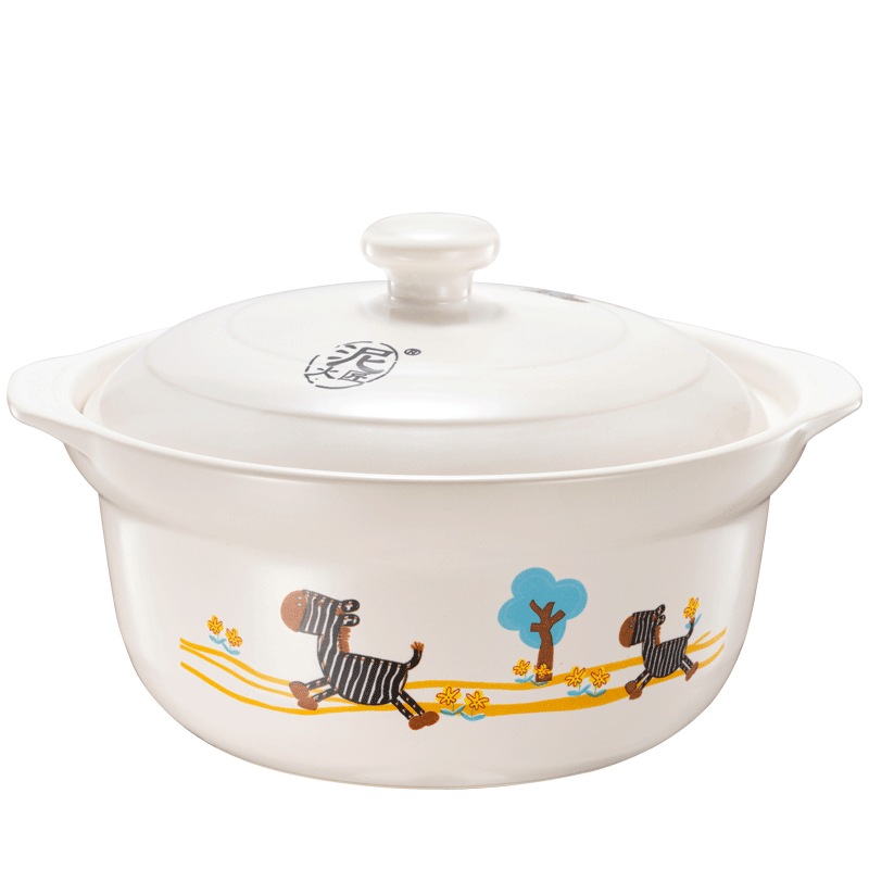 Nihuojiang Ceramic Glazed Zebra Soup Pot, 4L Wide-Mouth Casserole, for Cai Xian Rice And Lotus Root Stew, Shallow Sandpot, Same Style As Lianjie