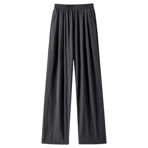Baleno Ice Silk Cooling Wide-Leg Pants for Women, Summer Lightweight High-Waist Large Pocket Lazy Style Versatile Commuter Draping Long Trousers