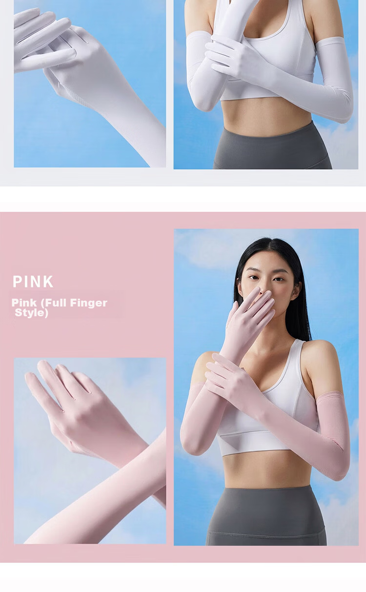 Ning'an Long Sun Protection Gloves UV Protection Sleeve Covers Breathable Ice Silk Arm Sleeves for Women Spring Summer Driving Cycling 7