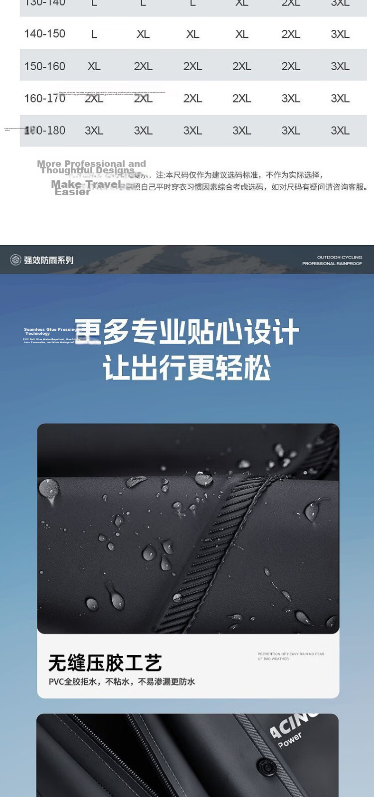 Beimei Motorcycle Electric Bike Delivery Full-Body Anti-Rain Suit Thickened Waterproof Unisex Adult Raincoat and Rain Pants 11