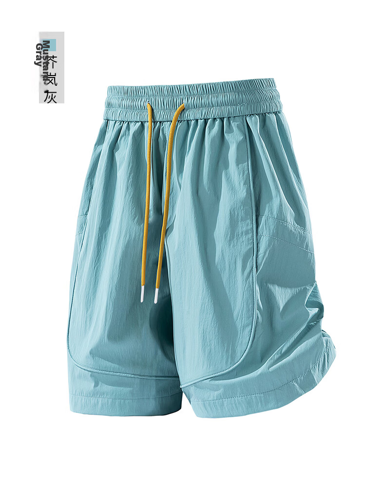 :CHOCOOLATE IT Quick-Dry Men's Summer Ice Silk American Style Loose Casual Thin Five-Point Shorts Dark Night Black M 12